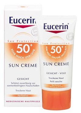 Eucerin / Юсерин Слънцезащитен крем за лице за суха кожа SPF50+ 50мл.